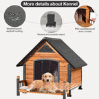 Dog House Outdoor, Chew-Proof Metal Frame Dog Kennel Shelter for Large Breeds,Weatherproof (Brown-H, Large)