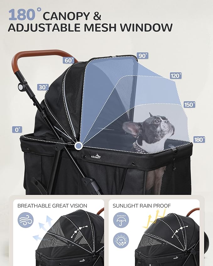 Dog Stroller for Large & Medium Dogs (20–132 lbs), Pet Stroller for 2 Small Dogs, Extra Large Heavy Duty, Foldable & Ventilated