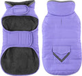 Dog Coat, Waterproof Dog Winter Jacket with Pocket, Reflective Adjustable Pet Snow Vest, Warm Cozy Fleece Sweater for Small Medium Extra Large Dogs - Light Purple, 2XL
