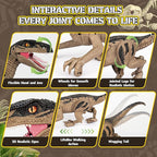 Dinosaur Toys for Kids 3-5, 5-7, 8-12, 2.4GHz Remote Control Dinosaur with Walking, Realistic Sounds, Demo Mode, Rechargeable Jurassic Toys for Birthdays, Parties, Children’s Day