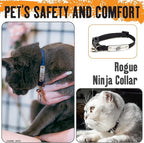 Naruto Breakaway Cat Collars for Girl & Boy Cats | Officially Licensed Naruto Shippuden Hidden Leaf Village Pet Accessories & Gifts, (8.5” to12”) Adjustable Cute Kitten Collar with Bell (Navy, Rogue)