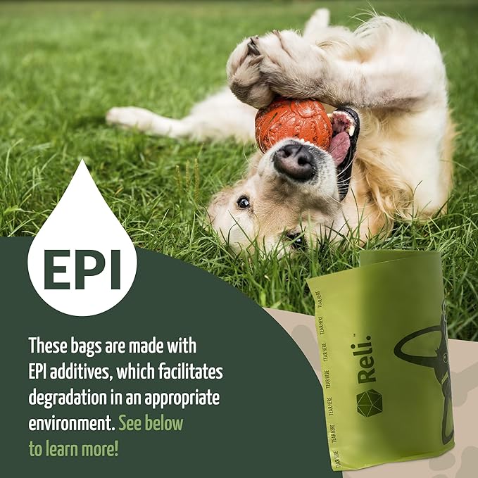 Reli. Biodegradable Dog Poop Bags (1100 Pack, 2 Large Rolls) | 9"x13" Large Poop Bags for Dogs | Unscented, Leak Proof Oxobiodegradable Pet Waste Clean Up | Green Eco-Friendly | Dispenser Box