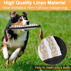 Dog Tug Toy Dog Bite Jute Pillow Pull Toy with 2 Strong Handles Perfect for Tug of War, Puppy Interactive Play, Tear Resistant Bite Training Toys for Small Medium Large Dogs (Black Flag)