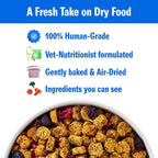PetPlate Trail Blazin' Beef FreshBaked Dry Dog Food Grain-Inclusive, Gently Baked and Air-Dried Human Grade Dog Food, Formulated with Prebiotics and Postbiotics, No Fillers or by-Products, 2lbs