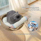 Interactive Cat Kicker Toy, 10 Inch Long Cat Scratcher Post, Natural Sisal Toy for Indoor Cats(Pink and Blue)