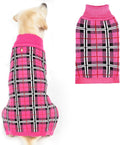 PUPTECK Dog Sweaters for Large Medium Small Dogs - Fall Classic Plaid Style Puppy Holiday Winter Coat Clothes Warm, Fuschia, XL