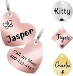 Ultra Joys Cat ID Tag Personalized Pet Tags, Durable Stainless Steel Small Pet Mini Dog Cat Tag Lightweight -Heart Tag in Rose Gold