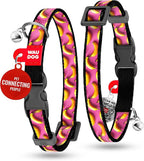 WAUDOG Nylon Cat Collar with Removable Bell and QR ID Tag for Small, Medium and Large Breeds Adjustable Long Lasting Durable Kitten Collars Boy & Girl