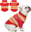 Dog Sweater for Small Medium Dogs & Cats, Classic Turtleneck Knitted Striped Pet Sweater, Warm Winter Soft Christmas Outfit for Boy & Girl Dogs, Large
