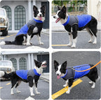 Warm Fleece Dog Coats for Large Dogs,D-Rings Waterproof Puppy Jacket for Cold Winter,Blue XXL