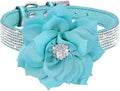 Serijoars Small Dog Collar with Rhinestone Crystal Diamond Colorful Bling Girl Puppy Cat Collars (M, Light Blue6)