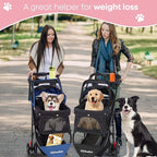 Pet Stroller,Dog Stroller for Small Medium Dogs Cats,3 Wheels,Foldable,with Breathable Mesh Canopy,Cup Holders,Easy Assembly,Pink