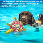 QDAN Christmas Dog Toys: Dog Soccer Ball with Straps for Outdoor Play, Tug of War, Puppy Gifts Durable 8-Inch Dog Balls for Medium Large Dogs