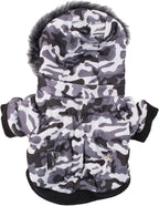 PET LIFE Classic Metallic Fashion Pet Dog Coat Jacket Parka w/ 3M Insulation and Removable Hood, Large, Deer Pattern