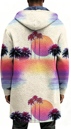 LIZALIG Long Hooded Cardigan Men Japanese Art Style Fashion Cool Graphic Coats Winter Warm Lined Fleece Jacket