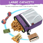 Dog Treat Pouch - 3 Ways to Wear Treat Pouches for Pet Training and 2 Pieces Clicker Taining for Dogs, Dog Training Treat Pouch Bag and Dog Clicker for Training with Waist Belt Shoulder Strap - Purple