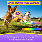 Size 3 Dog Soccer Ball with Straps Durable Training Ball for Pets Interactive Outdoor Dog Toy,Yellow & Purple, Paw and Puppy Design, for Medium & Large Puppie