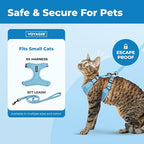 Voyager Escape Proof Cat Harness and Leash Set with Reflective Stitching, Neoprene Handle 5ft - Supports Small, Medium and Large Cats, Kittens for Walking by Best Pet Supplies - Baby Blue, XS