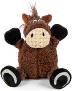 goDog Checkers Just for Me Sitting Horse Squeaky Plush Dog Toy, Chew Guard Technology - Brown, Mini