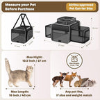 Top and 2 Sides Expandable Cat Carrier 17x11x11, TSA Airline Approved Dog Carriers for Medium Dogs, Soft-Sided Pet Carrier with Self-Locking Zippers for Kitten,Rabbit, Puppy, Guinea Pig Black White