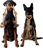 Pure Natural Hemp Rope Dog Toys, Aggressive Chewers, Indestructible, Unbreakable, Sturdy and Chemical Free Toys, Tug of War Pull Rope-Set of 2
