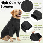Queenmore Turtleneck Long Sleeve Knitted Sweater with Check Pattern, Warm Dog & Cat Sweater for Small to XXL, Charcoal Gray