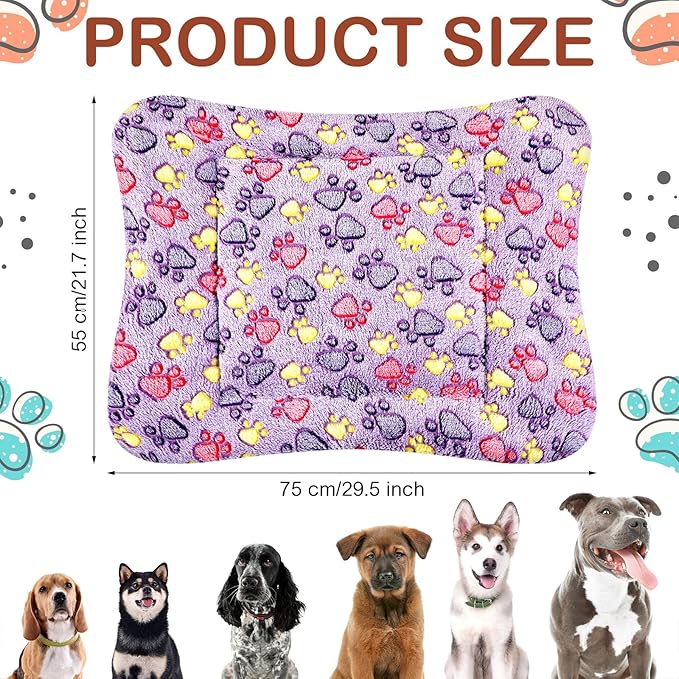 Tuanse 4 Pack Ultra Soft Dog Cat Bed Mat with Cute Prints Reversible Fleece Dog Crate Kennel Pad Cozy Washable Thickened Hamster Guinea Pig Pet Bed Mat for Small Animals(30 x 22 Inches,Vivid Color)