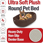 Majestic Pet 52 Inch Suede Calming Dog Bed Washable 52x35x11 (Inch) – Cozy Soft Round Donut Dog Bed with Spine Support for Dogs to Rest Their Head - Pet Bed X- Large – Chocolate (2025)