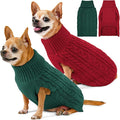 2 Pack Dog Sweaters for Small Dogs Turtleneck Pullover Cable Knit Puppy Stretch Clothes Chihuahua Yorkie Pomeranian Toy Poodle Boy Girl Pets Winter Doggie Clothes (S, Red & Green)