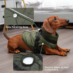 Dog Jacket with Harness,Fleece Lined Warm Puppy Coat for Winter,Soft Windproof Medium Dog Vest,Green L