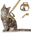 Tactical Cat Harness and Leash for Walking Esacpe Proof,Adjustable Soft Mesh Large Cat Vest with Rubber Handle Easy to Control,Molle Patches