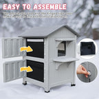 Plastic Outdoor Cat House - Cat House for Outside with Insulated Liner for Winter，100% Weatherproof Cat Houses for with Escape Door, Feral Cat Shelter for Porch Barns Strays