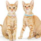 Faygarsle 2 Pack Plaid Butterfly Fish Pattern Cat Collars Breakaway Safety Collar with Bell Spring Summer Design for Girl Cats,Blue Multicolor
