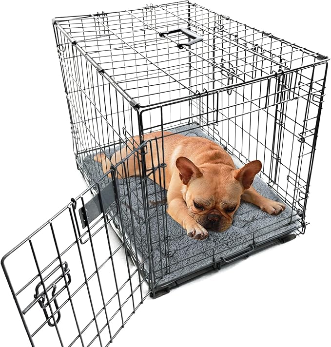 Dog Bed Crate Mat(24" X 18") 2 Pack, Soft Plush Dog Bed Pad Machine Washable Crate Pad, Grey