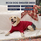 IECOii Girl Dog Sweater Dress, Great Dane Sweaters for Girl Dogs, Red,5XL, Extra Large Dog Sweater for Female Dogs Pet Winter Dress for Giant Breeds - Xmas Turtleneck Knitwear for Cold Weather