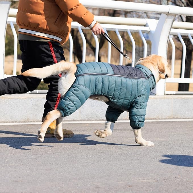 ArmyGreen Dog Jumper, Windproof, Reflective - Dirigible Winter Jacket for S, M, L - Zip, Adjustable Sizes