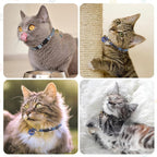 3 Pack Breakaway Cat Collars with Bell- Moon and Stars Pendant Cat Collar for Girl Boy Cats with Safety Buckle- Cute Kitten Collar Adjustable 8"-12" for Kitty Puppy Small Pets