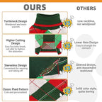 KOOLTAIL Dog Christmas Sweater Pet Knitted Clothes - Classic Plaid Pull Over Turtleneck Dog Sweaters with Leash Hole Warm Dogs Winter Clothing for Small Medium Dogs Cats Puppy Boy Girl Red & Green S