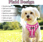 Dog Harness Step-in Breathable Puppy Cat Dog Vest Harnesses for Small Medium Dogs Pink Checkered