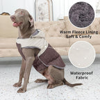 Detachable Hooded Dog Coat with Harness for Large Dogs,Super Warm Fleece Puppy Jacket for Cold Winter Doggie Coats,Brown XXL