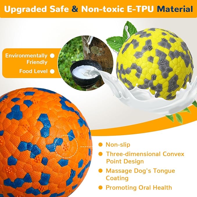Petcare 4 Pack Dog Balls Indestructible Dog Toys for Aggressive Chewers Durable Tough Tennis Balls Toys for Medium Large Dogs Outdoor Outside Fetching Toys for Big Dogs Chew Ball