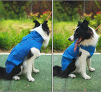 Waterproof Dog Raincoat, Adjustable Lightweight Dog Rain Jacket with Reflective Strip Leash Hole for Small Medium Large Dogs (Blue, 3X-Large(77-94lb))