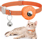 AirTag Cat Collar, Reflective Kitten Collar Breakaway Apple Air Tag Cat Collar, GPS Cat Collar with AirTag Holder and Bell, Lightweight Tracker Cat Collars for Girl Boy Cats Puppies (Orange)