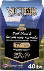 VICTOR Super Premium Dog Food – Select Beef Meal & Brown Rice Formula for Immune and Gut Health – Gluten-Free Beef Meal Dry Dog Food for All Normally Active Dogs of All Life Stages, 40 lbs