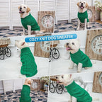 Mihachi Turtleneck Dog Sweater - Winter Coat Apparel Classic Cable Knit Clothes with Leash Hole for Cold Weather, Ideal Gift for Pet in New Year Green X-Small