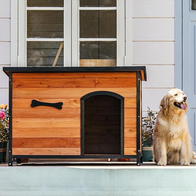 Large Solid Wooden Dog House,Suitable for Both Indoor and Outdoor, Suitable for Large Dogs and Animals of The Following Size, Easy to Clean,Can DIY,45.75" W x 31.25" D x 32.5" H,Grey