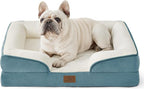 Bedsure Orthopedic Dog Bed Medium Size Dogs - Washable Medium Dog Cat Bed Waterproof, Comfort Pet Couch Sofa with Washable Removable Cover, Pets Bed with Nonskid Bottom, Dune Haze Blue, 28"