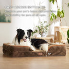 Bedsure L Plus Orthopedic Dog Bed for Large Dogs - Washable Dog Cat Bed Waterproof, L Plus Big Comfort Dogs Couch Sofa with Washable Removable Cover, Pet Bed with Nonskid Bottom, Brown, 38"