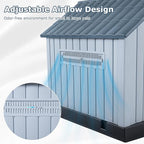 LEMBERI Large Plastic Dog House for Medium Large Dogs, Durable Waterproof Indoor Outdoor Doghouse with Air Vents and Elevated Floor, Easy to Assemble (Gray, 33.5" L x 31.5" W x 33.9" H)