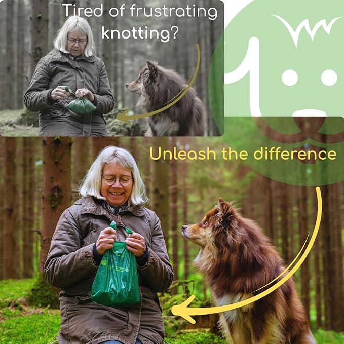 Woofpanion Improved Dog Poop Bags - Extra Strong Leak Proof Waste Bags Made from Recycled Plastic Unscented Refill Rolls for Easy Cleanup 3 rolls | 45 bags
